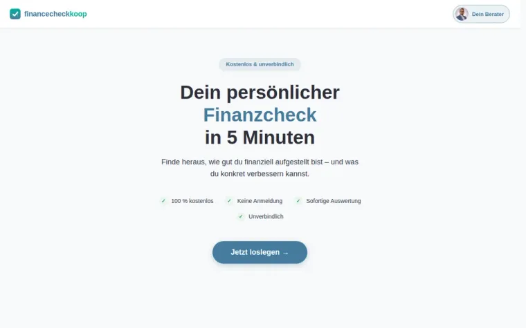 Website von financecheckkoop – Finanzberatung, mit Pageship erstellt