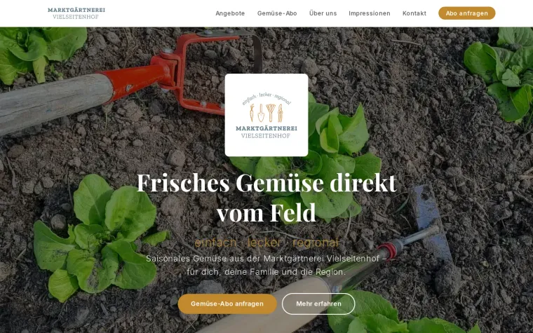 Website von Marktgärtnerei Vielseitenhof – Bio-Marktgärtnerei & regionale Direktvermarktung, mit Pageship erstellt